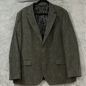 Nautica 48R Mens Gray Herringbone Modern Fit Sport Coat Blazer Jacket Lined Nice
